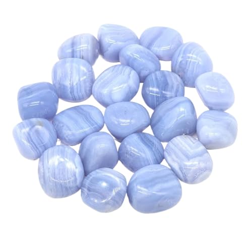 Outdoor Decorative Stones Natural Tumbled Stone Healing Crystals Malachite Amazonite Chiastolite Specimen Energy Mineral Tank Aquarium Garden Home Decor Rocks for Planters(Blue Lace Agate,1000g)