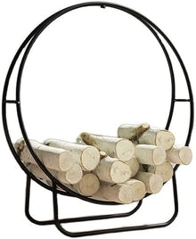 DJVHSRI Firewood Holder Rack Outdoor Log Hoop Black Powder Coated Steel Wood for Lumber Store,Firewood Rack,