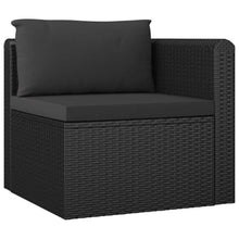 GKHPYURE 9 Piece Patio Lounge Set with Cushions Poly Rattan Black