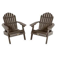 Highwood Hamilton Folding and Reclining Adirondack Chairs 2-Piece Set Weathered Acorn