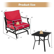 YWMLFZ 3PCS Patio Rocking Bistro Set Cushioned Chair Armrest Side Table Red