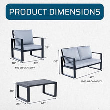 Big and Tall Patio Furniture Supports 500 lb. Oversized Aluminum Outdoor Conversation Set Heavy-Duty Durable All-Weather Powder-Coated Frame Plus Sized