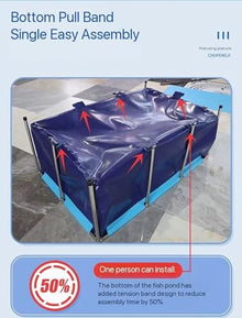 JYXYXSCP Aquarium Pool Pond with Viewing Panel, PVC Canvas W/Steel Frame for Display Show Tank,PVC Aquaculture Fish Tank Pond (1 * 0.6 * 0.5m)