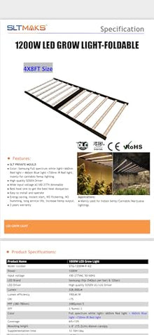 Silk Road Greenhouse 1000W Dimmable Full Spectrum LED Grow Light Black
