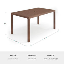 Martha Stewart Bedford 62" Indoor/Outdoor Patio Table, Brown