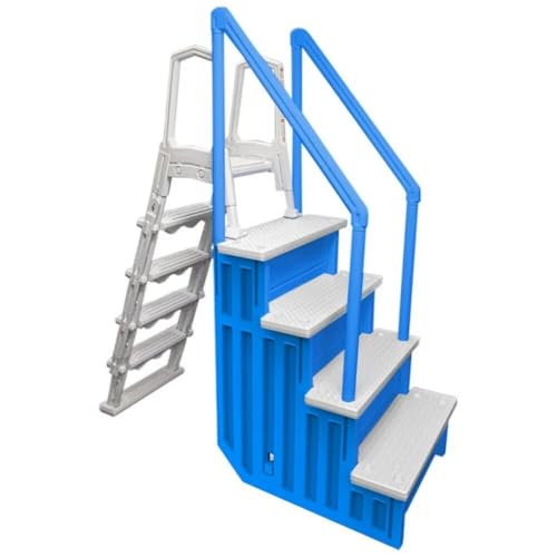 Blue w/White Steps and Flip-Up Swimming Pool Ladder for Aqua Select
