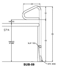 Black SAFTRON Model SUB-59 Single Post Spa Slide Under-Spa Rail with Lift & Turn Base for Above Ground spas. (18" Wide x 59" Tall. Horizontal bar Clears 45" Spa Side)