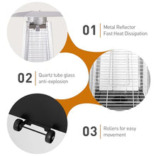 48000 BTU Pyramid Patio Heater with Glass Tube, Wheels and Cover