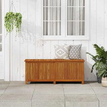 TUERYAFEK Solid Acacia Wood Garden Storage Box with Gas-Lift Lid, 59.1"x19.7"x22.8" Patio Storage Bench for Cushions and Tools