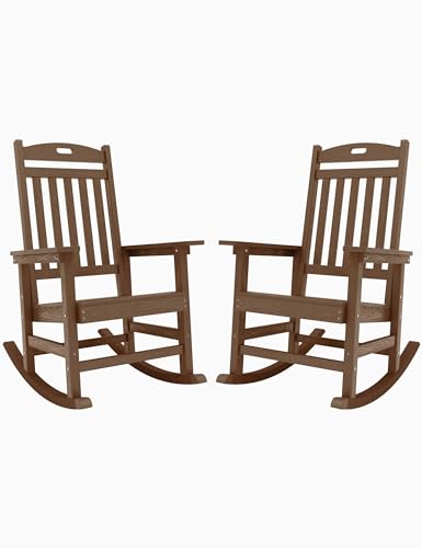 YEFU Outdoor Rocking Chair Set of 2 Heavy Duty Teak