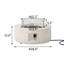 COSIEST Outdoor Propane Fire Pit Coffee Table, 28-inch Terrazzo Round Base Patio Heater, Certified, 40,000 BTU Stainless Steel Burner, Wind Guard, Free Lava Rocks, Waterproof Cover