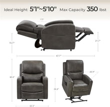 KTYUERGHK Dual Motor Electric Power Lift Recliner Chair for Elderly Adults with Massage and Heat, Faux Leather Lay Flat Sleeper, Infinite Position Adjustable Heavy Duty Reclining Sofa