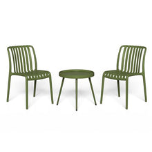 Costaelm Sunshine 3-Piece Outdoor Patio Bistro Balcony Furniture Set with Stackable Chairs, Olive Green