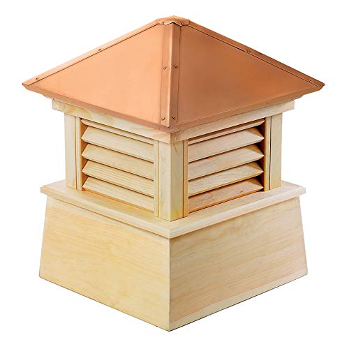Good Directions Manchester Louvered Cupola with Copper Roof, Cypress Wood, 72" x 93