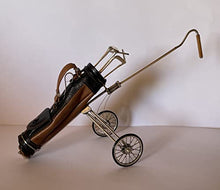 Sacchetti Sterling Silver Miniature Golf Cart with Leather Golf Bag