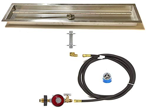 EasyFirePits Basic Propane Gas Fire Table Linear T-Burner Pan & Full Combo Connection Kit (50.00, 48" T-Burner PAN 50X7 in)