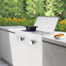 Grilling Side Burners for Outdoor Kitchen, 3.5KW Stainless Steel Embedded Grill Burners, Duty Heavy Grill Burners with Cover Plate, Heat Dissipation Holes (Double Holes(Liquefied Petroleum Gas))