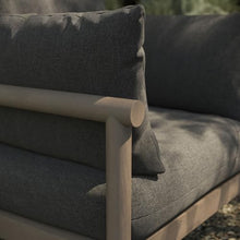 Modway Eleni Outdoor Teak Wood Armchair in Weathered Gray Flint – Patio Lounge Chair with Sunproof Foam Cushions