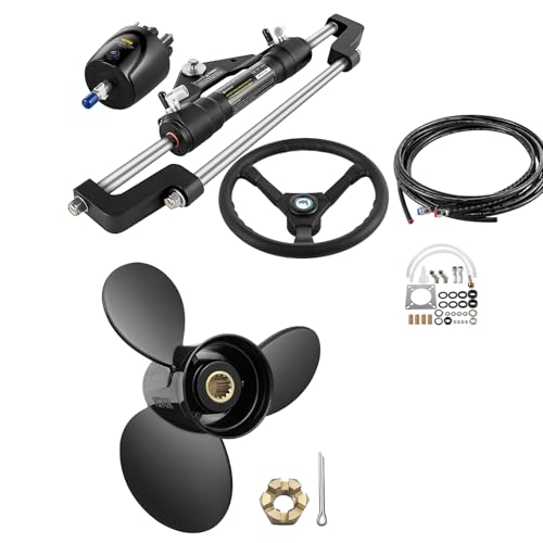 VEVOR Outboard Propeller Marine Upgrade OEM + Hydraulic Steering Kit 300HP Black