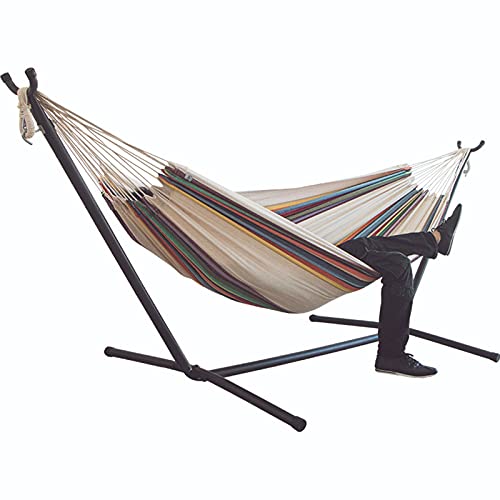 Stand Canvas Hammock Iron Frame Portable Assembly Hammock Beach Hammock 2 People Outdoor Hammock Belt Suitable for Outdoor Travel Style 3 (Style 4)