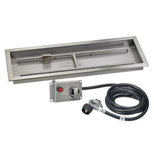 American Fire Products | 36" x 12" Rectangular Drop-in Fire Pit Pan with Electric Ignition System Kit, CSA | Stainless Steel, Use in Outdoor Fire Pit | for Natural Gas or Propane Fires
