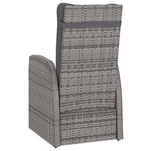 WDGJJFECNMUEHI 9 Piece Outdoor Dining Set with Cushions, Gray Poly Rattan Patio Furniture Set, 8 Reclining Chairs & Glass Top Table, Waterproof PE Wicker for Garden, Backyard, Poolside