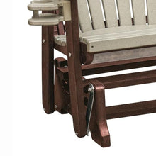 Outdoor Escape Brown Dual Fan Back Glider, 2-Person with Cupholders, Heavy-Duty All-Weather HDPE Patio Furniture