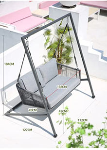 Eiwitany Balcony Rocking Chair Double Swing Outdoor Hanging Chair Closed Safety Hook Can Sit and Lie Indoor Adult Home Swing (Double)