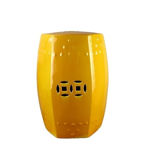 LINKIO Garden Stool Decorative Ceramic Garden Stool, Hexagonal Design, Indoor Outdoor Sitting Stool for Living Room, Villa, Patio Ottomans