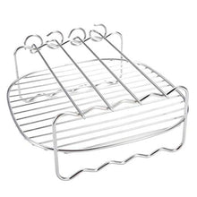 Portable Stainless Steel BBQ Rack Skewer Barbecue Grill Baking Tray Rack for Air Fryer Double-Deck Home Replacement Barbecue