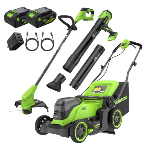 Greenworks 48V (24V x 2) 17in Mower/Blower/Trimmer Kit/Battery Kit