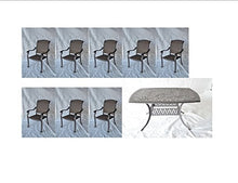 Patio Land Santa Clara 9-Piece Outdoor Dining Set Square 64" Cast Aluminum Antique Bronze with 8 Chairs