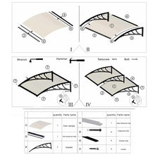 GJZDPMY Complete Awning Kit 39"x91" -Outdoor Awnings for Windows Decks & Patios Featuring Black Steel Brackets & Clear Panels - Weather-Resistant Metal Awning Solution