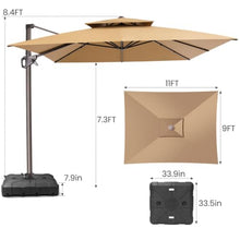 OROTLECT 9' X 11' Double Top Cantilever Umbrella with Weighted Base