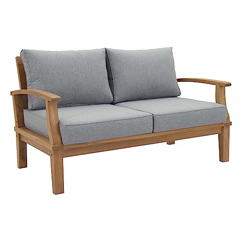 Modway Marina Premium Grade A Teak Wood Outdoor Patio Loveseat Natural Gray