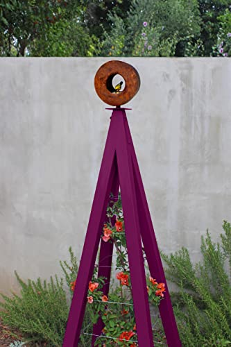 Modern Bird Feeder with Obelisk Trellis Regular (Aubergine) - Terra Trellis