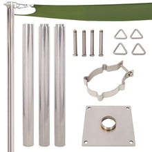 Heavy Duty Stainless Steel Sun Shade Sail Pole Kit with Adjustable Clamp & Base Plate, Outdoor Shade Canopy Post for Patio, Garden, Yard, Silver,12ft