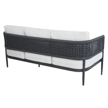 IC INTERNATIONAL CONCEPTS, Outdoor Woven Abaca Rope 3 Seater Patio Sofa with Cushions, Powder Coated Aluminium Frame, 74" W x 31" D x 28" H, 350 Lbs Wt. Capacity, Fully Assembled, Charcoal