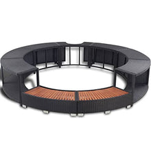 Black Poly Rattan Hot Tub Surround with Adjustable Height and Built-in Storage for Outdoor Privacy and Modern Style