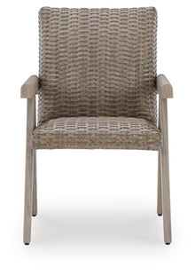 Signature Design by Ashley Haven Retreat Outdoor Arm Chair (Set of 2), All-Weather Resin Wicker, Rust-Resistant Aluminum Frame & Quick-Dry Foam Cushion, Casual Patio Dining Seating, Beige/Brown