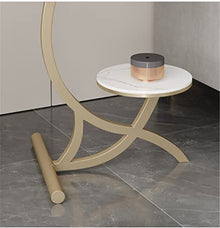 POLGDW Rock Slab Side Table Fashion Round Living Room Small Coffee Table Balcony Small Round Table Sofa Coffee Table Corner Table(Svart,60 * 50cm)