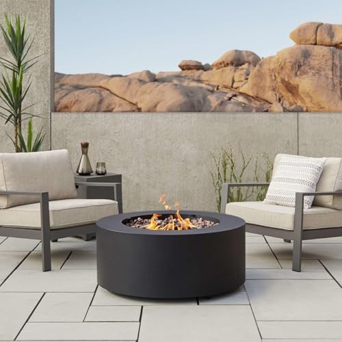 Lakeview Elysian 36-Inch Round Propane Fire Table w/NG Conversion Kit - Black - SCC9815LPBLK