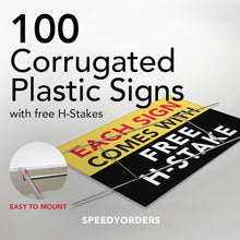 100QTY Custom Yard Signs With Stakes, Double Sided, Personalized Printed, Full Color Lawn Signs, Design Your Own Outdoor, Size 16x24