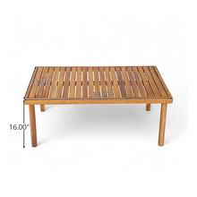 Christopher Knight Home Vorms Outdoor Loveseat with Coffee Table, 2-Piece Acacia Wood Patio Furniture Set with Rope Backrest, Patio Conversation Chat Sets for Backyard Balcony, Teak+Cream
