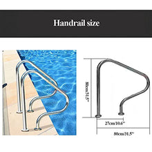 Stainless Steel Handrails for Inground Pools Entrances with 3-Bends of Humanized Handles Safety Rails Easy to Install (Thickness:1.2mm) ()