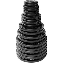 Body-Solid Quad Grip Design Rubber Plate Olympic Weight Plates 255lbs Set Black