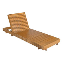 Merax 2-Piece Acacia Wood Chaise Lounge Set w/ 6-Position Adjustable Backrest & Cushion - Outdoor Patio Poolside Furniture, Beige
