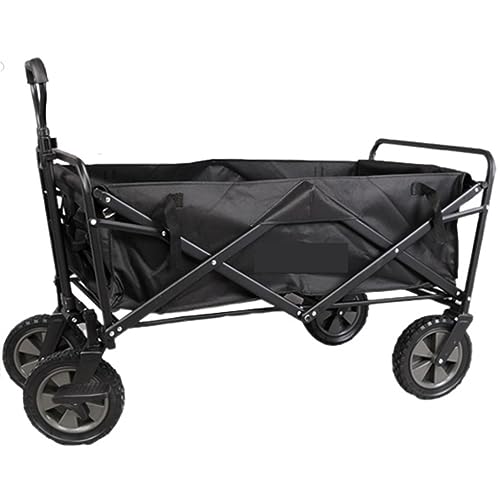 BIOMICE Collapsible Wagon Folding Garden Trolley Cart Trolley Wagon Shopping Cart for Outdoor Camping Pull Truck with 4 Wheels Garden Cart(Black)
