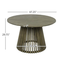 GDFStudio 47.25" Outdoor Round Dining Table,Weather-Resistant Acacia Wood Patio Center Table for Backyard, Lawn, Garden, Balcony, Courtyard, Easy Assembly Rustic Slatted Base Tables, 29.75" H Gray
