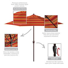California Umbrella 12-Year Protection 9-Ft Outdoor Patio Umbrella, Sunbrella Fade-Resistant Acrylic Fabric, Auto Tilt and Crank, Heavy-Duty Aluminum Frame/ Reinforced Ribs, Bronze Pole, Astoria Sunset